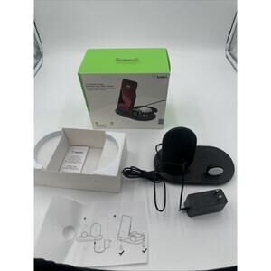 Belkin 3-in-1 Wireless Charger Fast Charging Stand for iPhone, Watch & AirPods